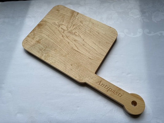 Solid Maple Charcuterie board / chopping board / serving board engraved "Antipasti"